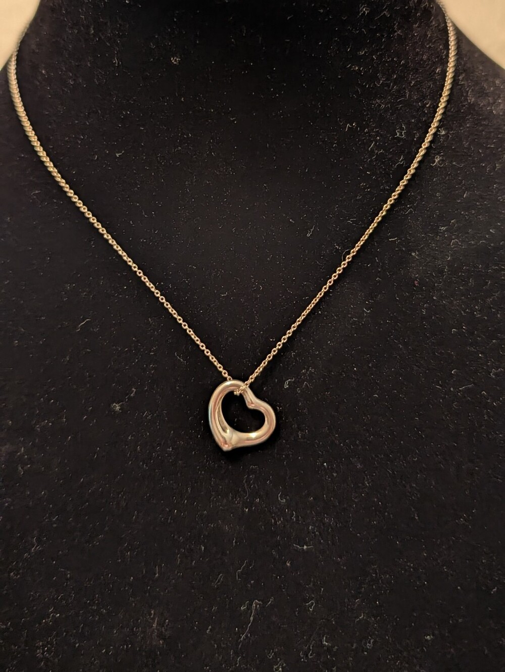 Tiffany & Co. Elsa Peretti Open Heart Pendant Necklace Silver GUC